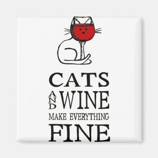 Cats and Wine Magnet