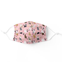 Cats and wine pink adult cloth face mask