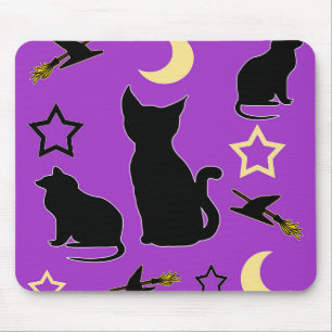 Cats and Witch Hats Mouse Pad
