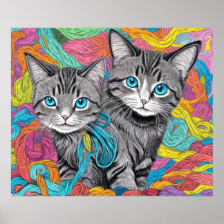 Cats and Wool Poster