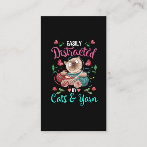 Cats and Yarn Addicted Funny Crochet Woman Business Card