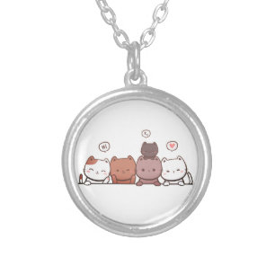 Cats, Animals, Fun Silver Plated Necklace