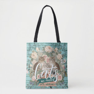 Cats Are Flowers Cottagecore Botanical Art Tote Bag