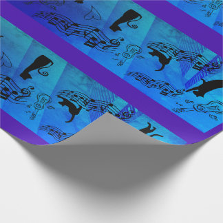 Cats Are Like Music: Music Staffs And Guitars Teal Wrapping Paper