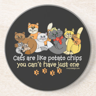 Cats are like potato chips coaster