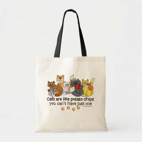 Cats are like potato chips cute tote bag