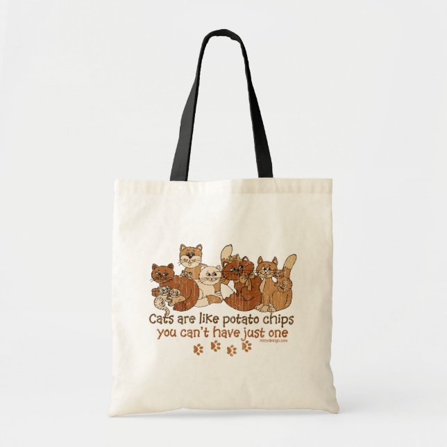Cats are like potato chips Design Tote Bag (Front)