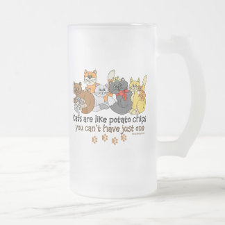Cats are like potato chips frosted glass beer mug