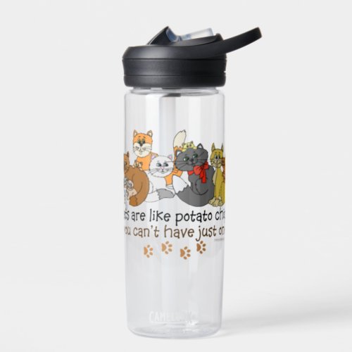 Cats are like potato chips Funny Water Bottle