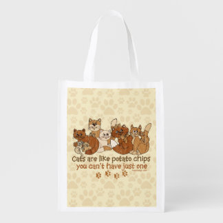 Cats are like potato chips Grunge Version Reusable Grocery Bag
