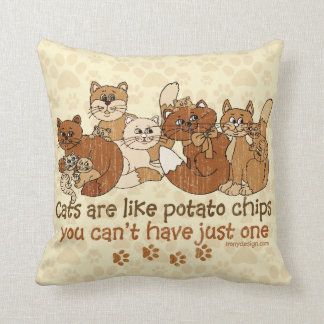 Cats are like potato chips Grunge Version Throw Pillow