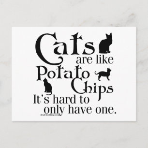 Cats are like potato chips... postcard