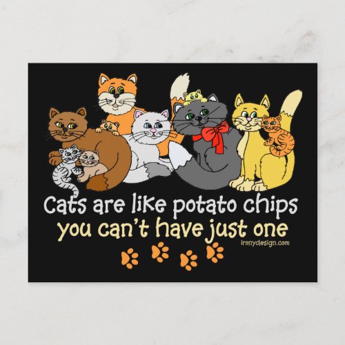 Cats are like potato chips postcard
