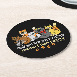 Cats are like potato chips round paper coaster