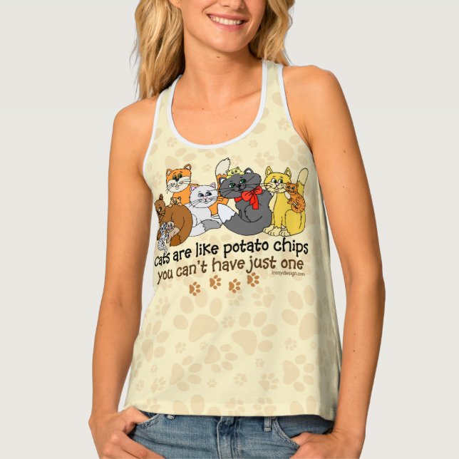 Cats are like potato chips tank top (Front)