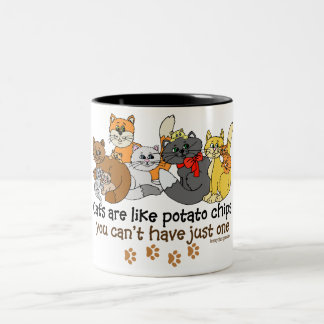 Cats are like potato chips Two-Tone coffee mug