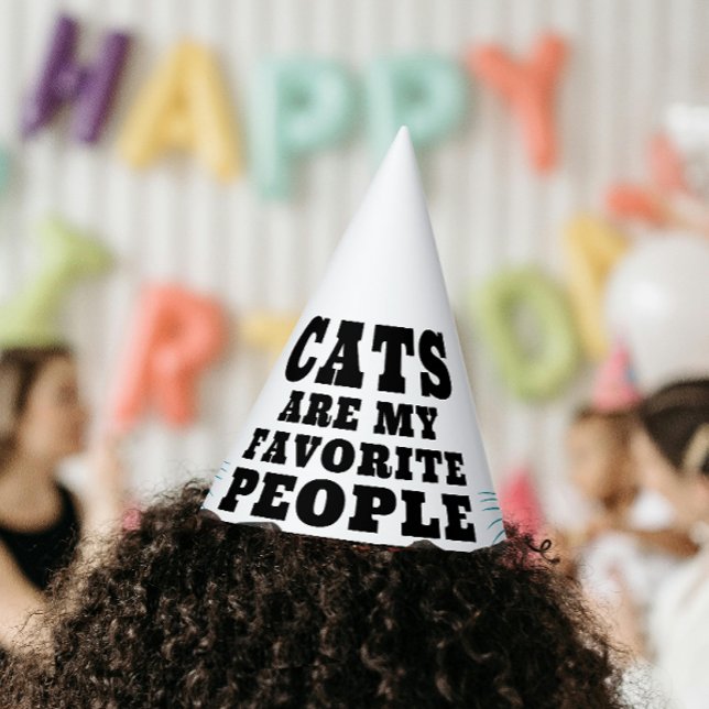 Cats Are My Favorite Funny Quote Turquoise Stencil Party Hat (Creator Uploaded)