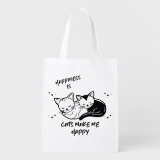 CATS ARE MY HAPPINESS GROCERY BAG