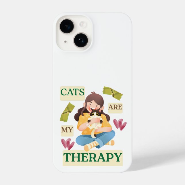 Cats Are My Therapy – Cute Cat Lover Design  iPhone Case (Back)