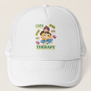 Cats Are My Therapy – Cute Cat Lover Design Trucker Hat