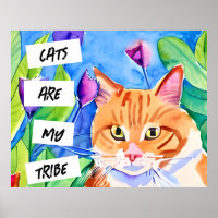 Cats are My Tribe | Orange Cat and Flowers