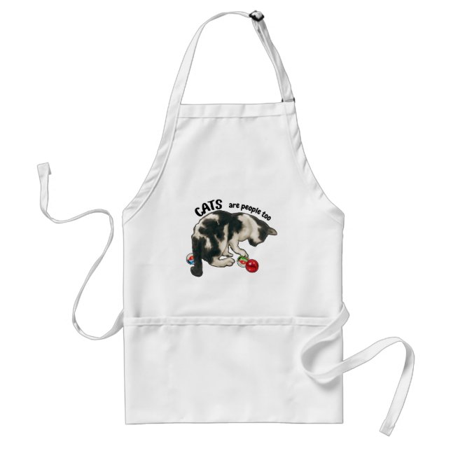 CATS are People Too, Cat and MARBLES Adult Apron (Front)