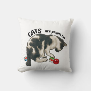 CATS are People Too, Cat and MARBLES Throw Pillow