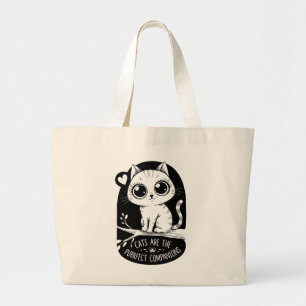 Cats Are The Purrfect Companions Large Tote Bag