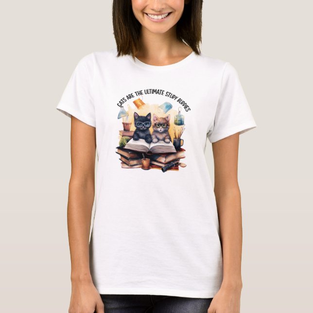 Cats Are The Ultimate Study Buddies T-Shirt (Front)