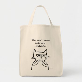 Cats Are Up All Night - Funny Cat Market Tote by FunkyChicDesigns at Zazzle