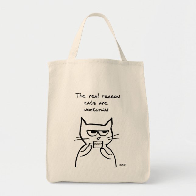 Cats are Up All Night - Funny Cat Market Tote Bag (Front)