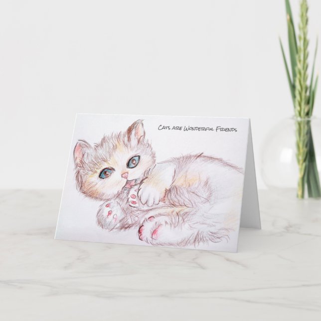Cats are Wonderful Friends Poem Card (Front)