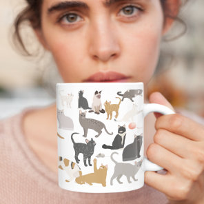 Cats Art Cat Mom or Dad Personalized Monogram Cute Coffee Mug