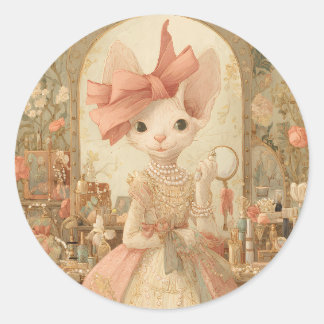 Cats – Art Portrait of Victorian Cat - MIss Olive Classic Round Sticker