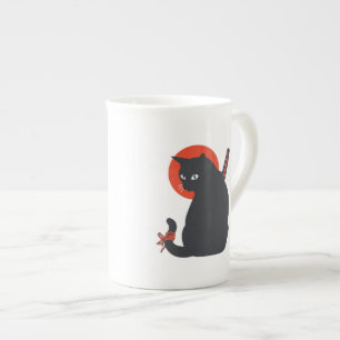Cats as Warrior Samurai - Choose background color Bone China Mug