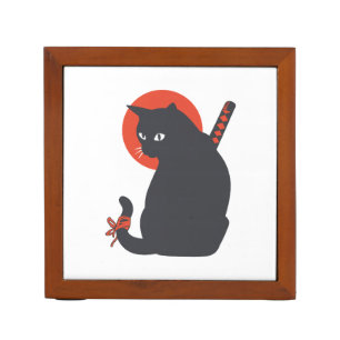 Cats as Warrior Samurai - Choose background color Desk Organizer