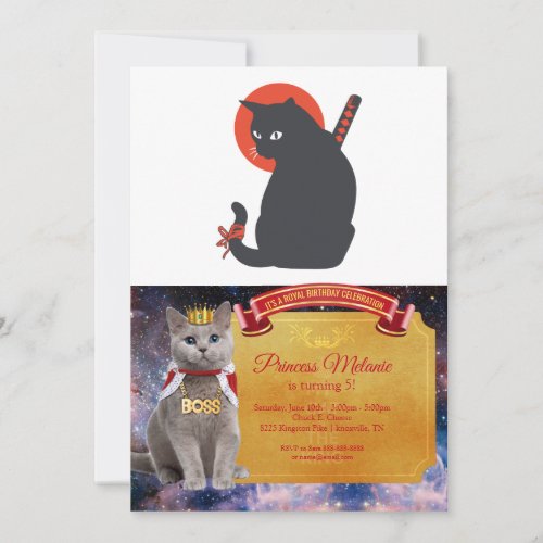 Cats as Warrior Samurai _ Choose background color Invitation