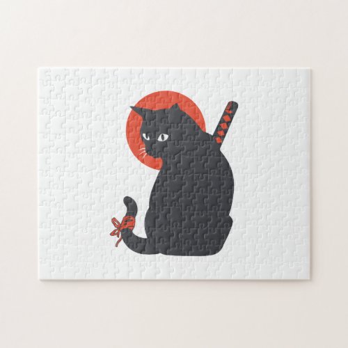 Cats as Warrior Samurai _ Choose background color Jigsaw Puzzle