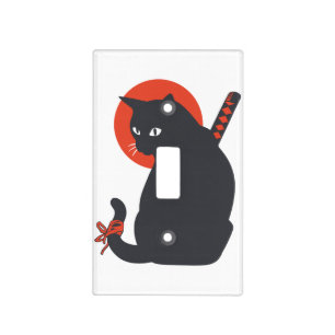 Cats as Warrior Samurai - Choose background color Light Switch Cover