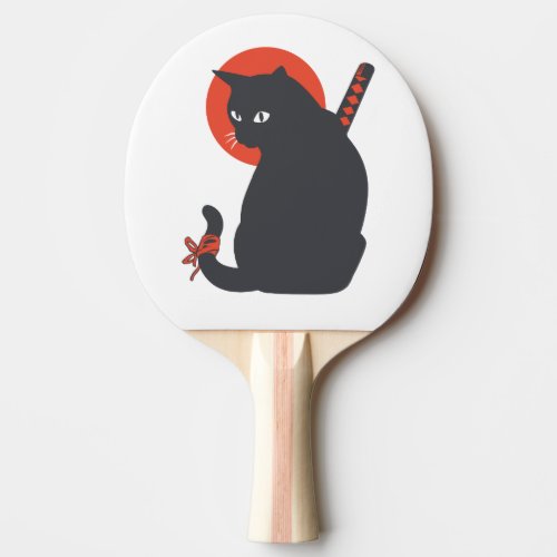 Cats as Warrior Samurai _ Choose background color Ping Pong Paddle
