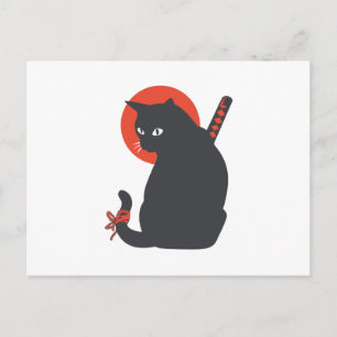 Cats as Warrior Samurai - Choose background color Postcard