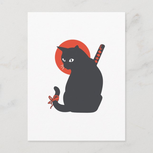 Cats as Warrior Samurai - Choose background color Postcard (Front)