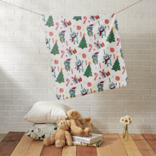 Cats At christmas Whimsical Pattern Baby Blanket