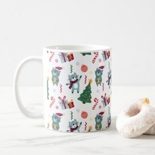 Cats At christmas Whimsical Pattern Coffee Mug