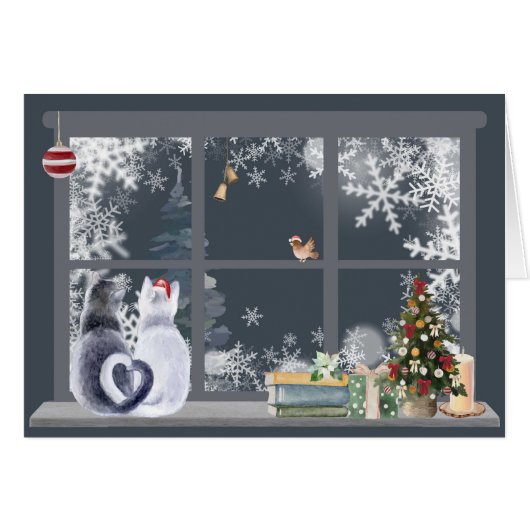 Cats at Christmas Window (Front Horizontal)