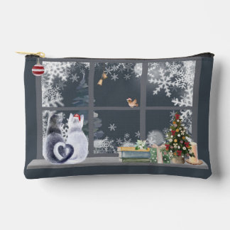 Cats at Christmas Window  Accessory Pouch