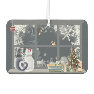 Cats at Christmas Window  Air Freshener