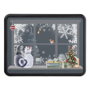 Cats at Christmas Window Hitch Cover