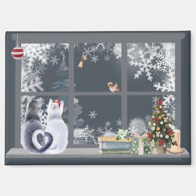 Cats at Christmas Window  Magnet (Front)