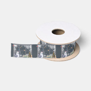 Cats at Christmas Window Satin Ribbon